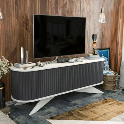 Porta TV antracite e bianco 180x43x60h cm 2 ante - Bailu