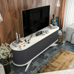 Porta TV antracite e bianco 180x43x60h cm 2 ante - Bailu