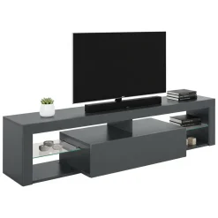Salotto > Dmora Porta TV antracite 200x40x35h cm in legno - Meti Nero Antracite