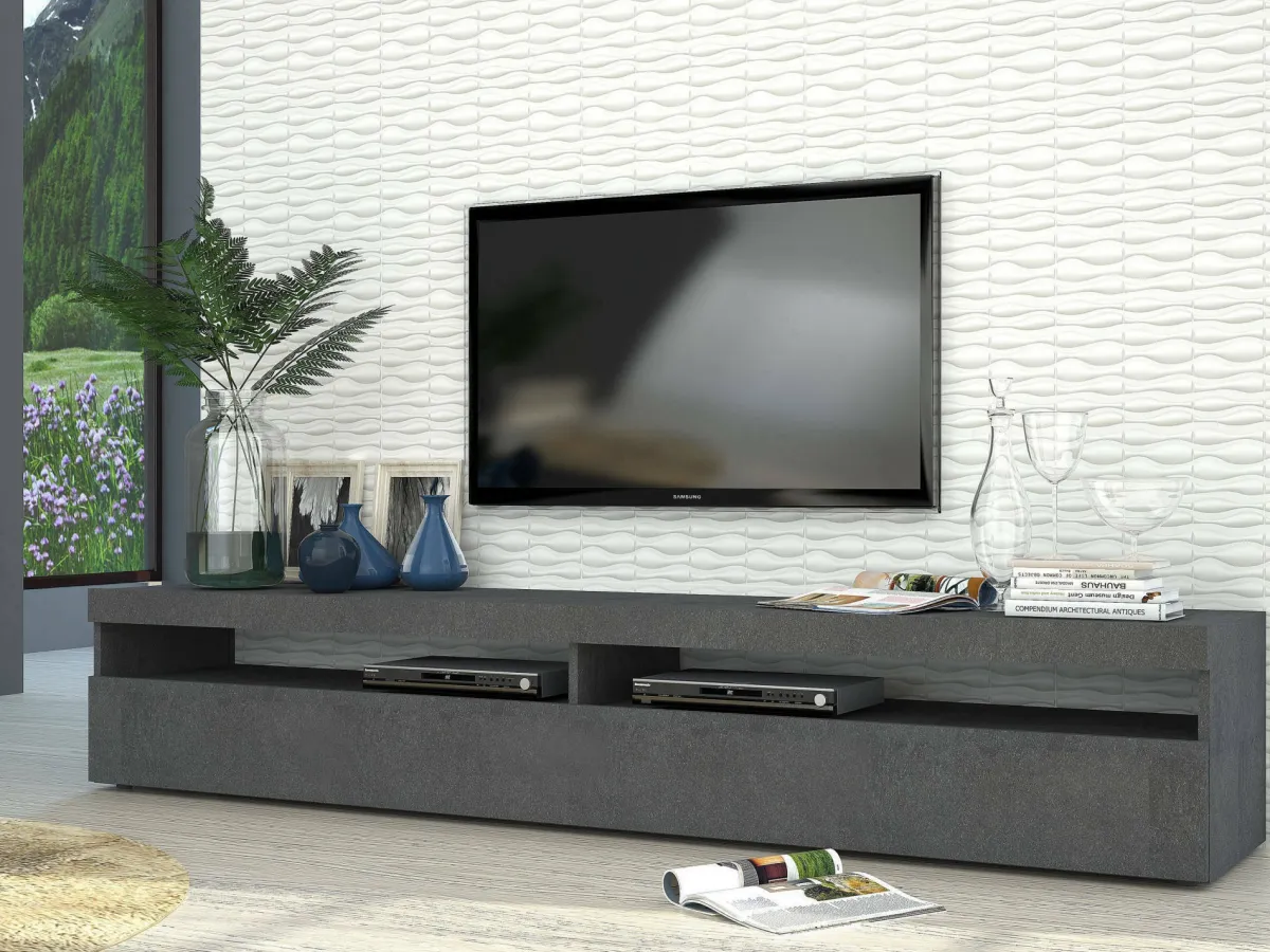 Salotto > Dmora Porta TV ardesia 200x45x36h cm 2 ante - Active Grigio Ardesia