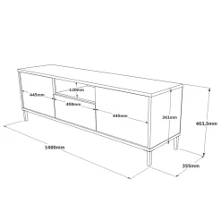 Porta TV argento e nero 140x35x46h cm 3 ante - Khagan