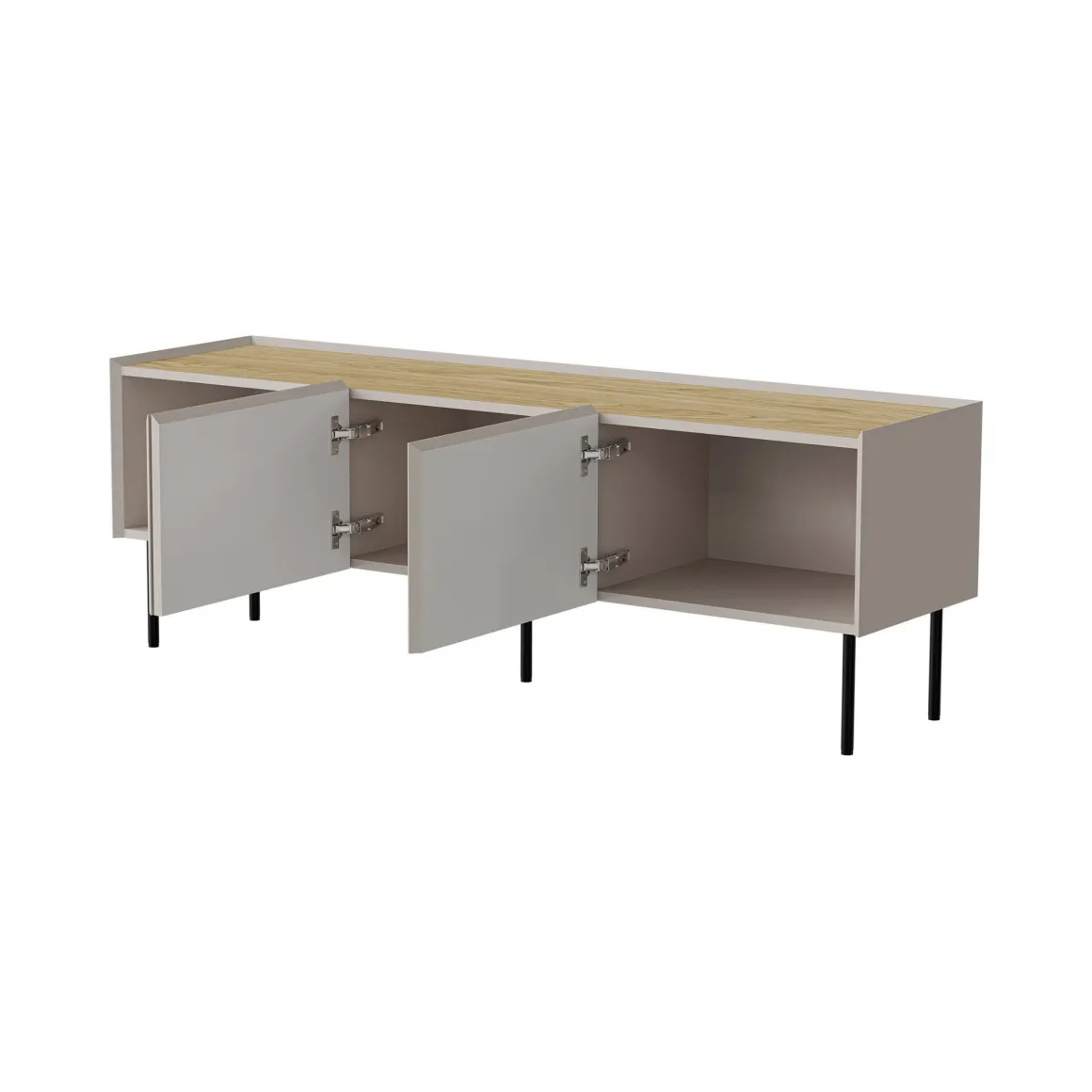 Mobili Porta Tv > Dmora Porta TV beige e rovere 200x40x52h cm 4 ante - Scopa Marrone Rovere, Beige Cashmere