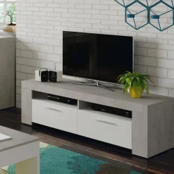 Porta TV bianco e cemento 120x42x40h cm 2 ante - Sparaxis