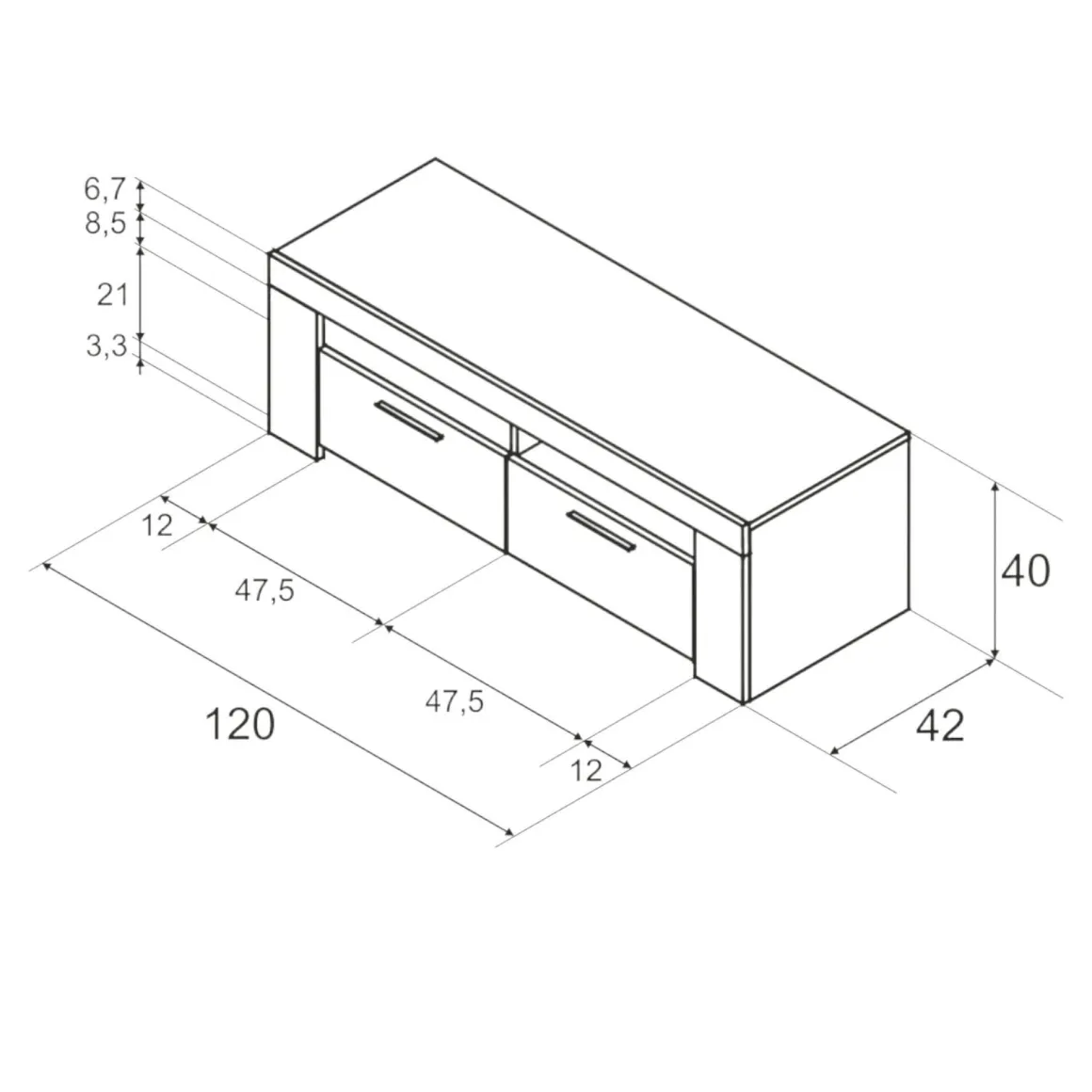 Porta TV bianco e cemento 120x42x40h cm 2 ante - Sparaxis