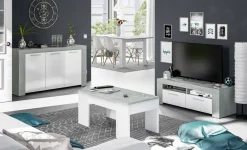 Porta TV bianco e cemento 120x42x40h cm 2 ante - Sparaxis