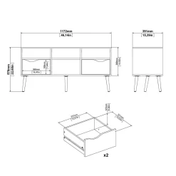 Mobili Porta Tv > Dmora Porta TV bianco e nero 117x39x57h cm in legno - Aliani Nero, Bianco