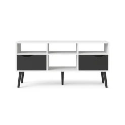 Mobili Porta Tv > Dmora Porta TV bianco e nero 117x39x57h cm in legno - Aliani Nero, Bianco