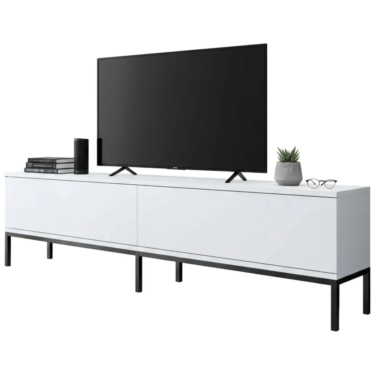 Mobili Porta Tv|Salotto > Dmora Porta TV bianco e nero 180x30x47h cm modulabile - Espero Nero, Bianco