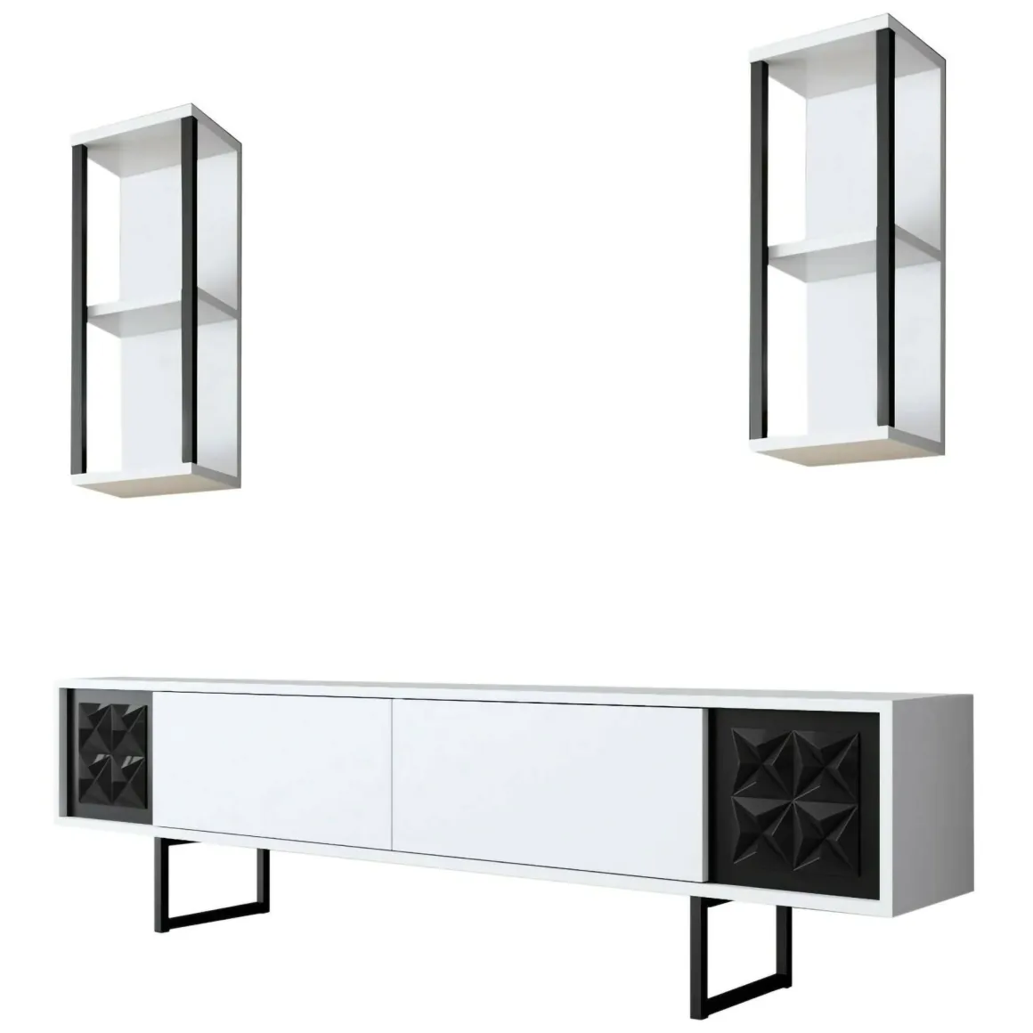 Porta TV bianco e nero 180x30x48h cm modulabile - Axa