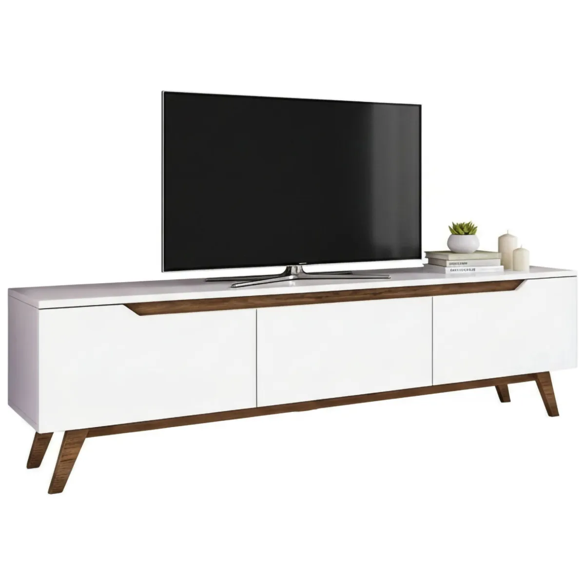 Mobili Porta Tv|Salotto > Dmora Porta TV bianco e noce 180x35x48h cm 3 ante - Apatite Marrone, Bianco Noce