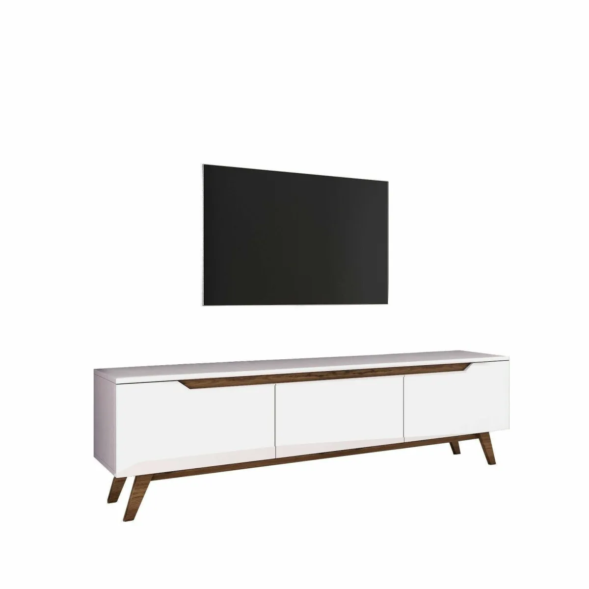 Mobili Porta Tv|Salotto > Dmora Porta TV bianco e noce 180x35x48h cm 3 ante - Apatite Marrone, Bianco Noce