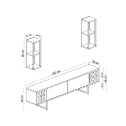 Mobili Porta Tv|Salotto > Dmora Porta TV bianco e oro 180x30x48h cm modulabile - Artinay Oro, Bianco