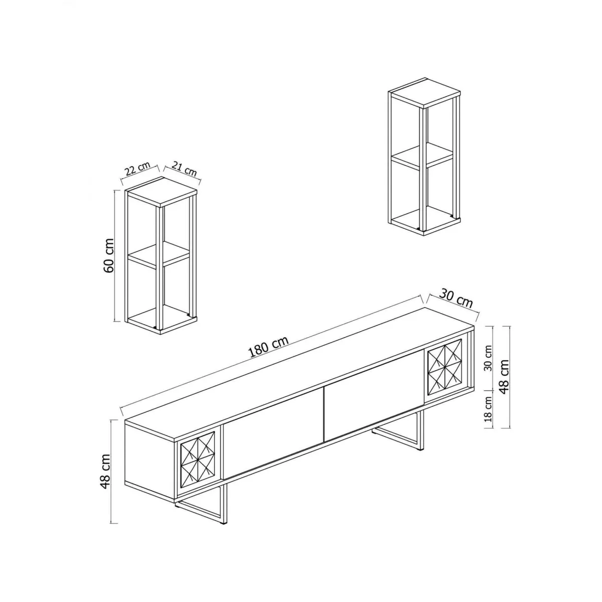 Mobili Porta Tv|Salotto > Dmora Porta TV bianco e oro 180x30x48h cm modulabile - Artinay Oro, Bianco