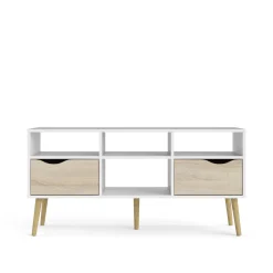 Porta TV bianco e quercia 117x39x57h cm in legno - Aliani