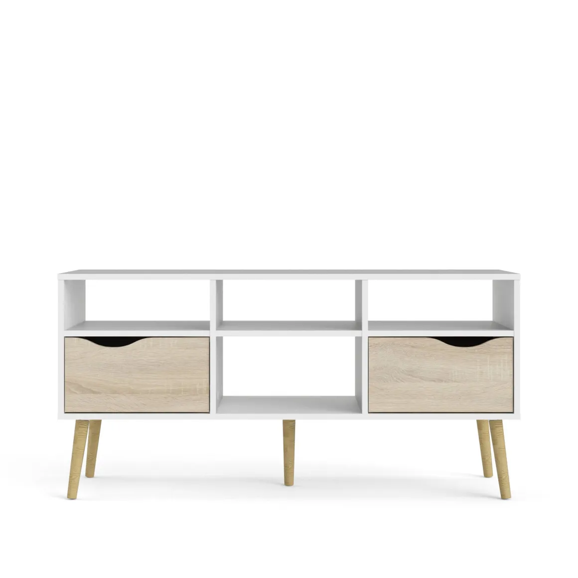 Porta TV bianco e quercia 117x39x57h cm in legno - Aliani