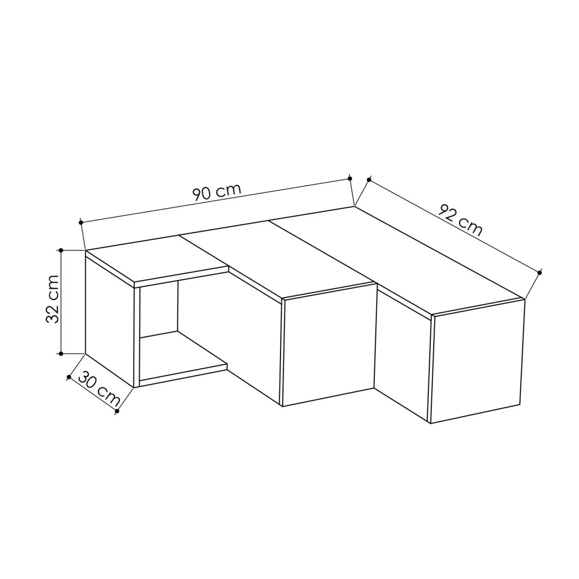Porta TV bianco e quercia 90x92x32h cm 2 ante - Malachie