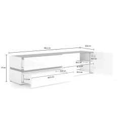 Mobili Porta Tv > Dmora Porta TV bianco lucido e antracite 180x47x42h cm 2 ante e 2 cassetti - Basico Nero Antracite, Bianco Lucido