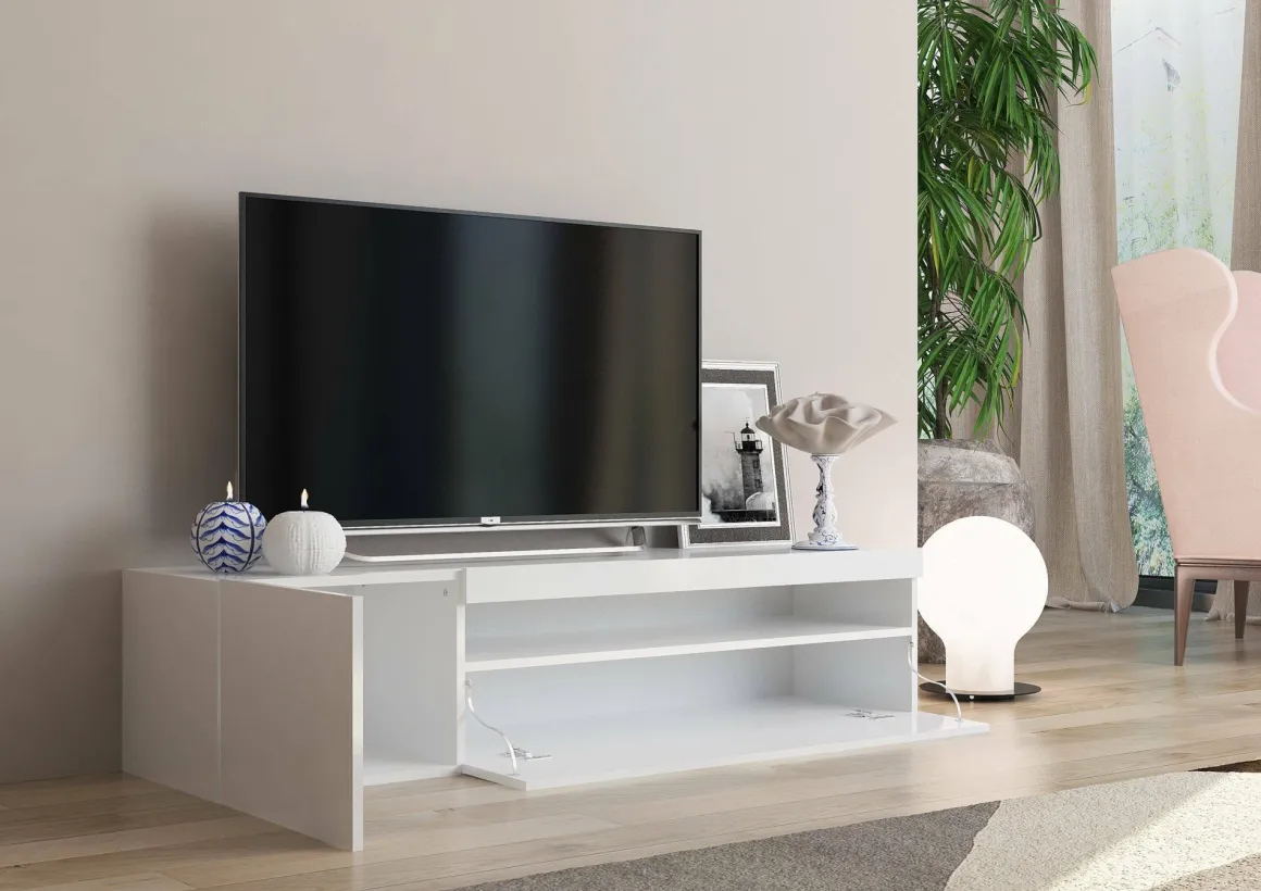 Porta TV bianco lucido 150x40x37h cm 2 ante - Ardy