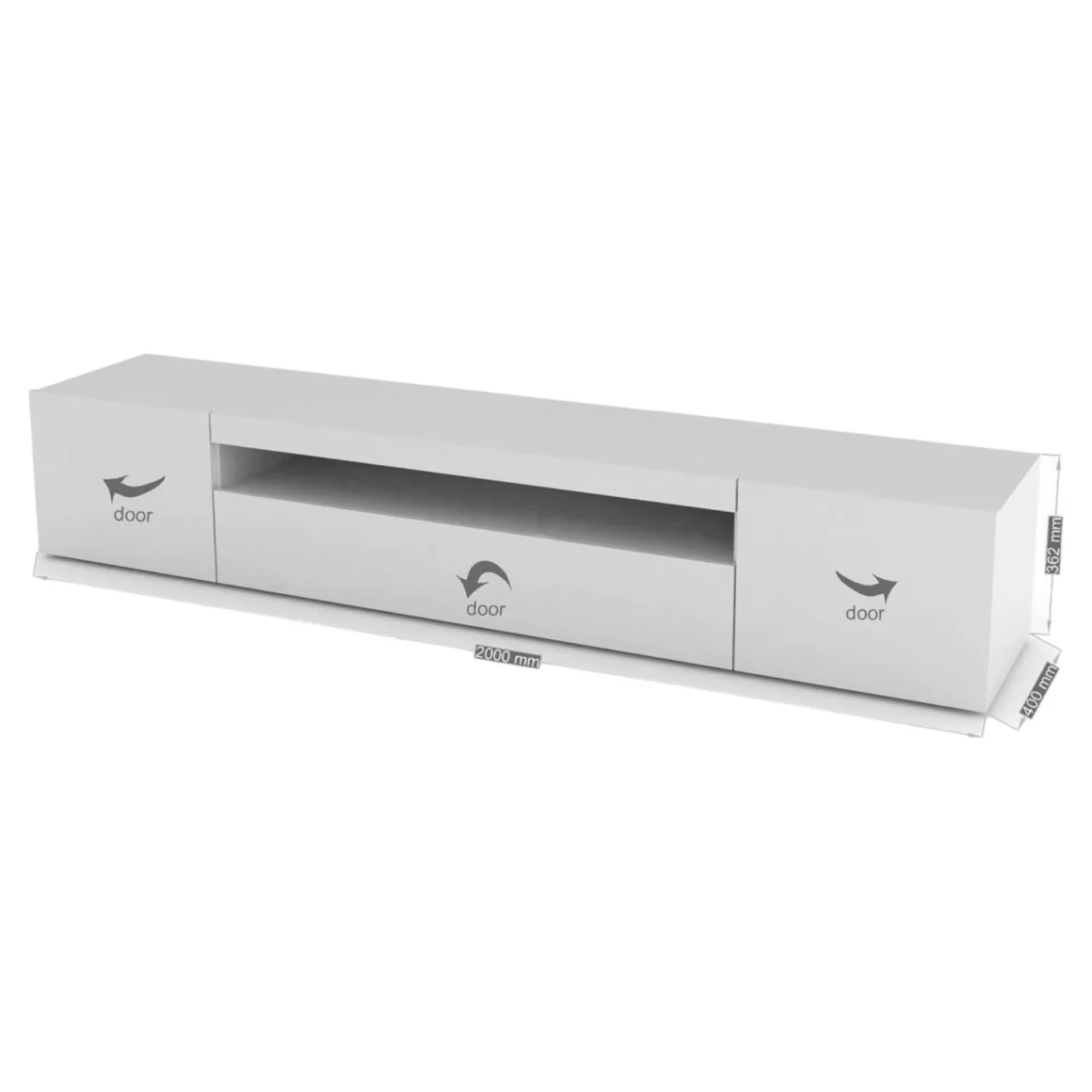 Porta TV bianco lucido 200x40x37h cm 3 ante - Amore