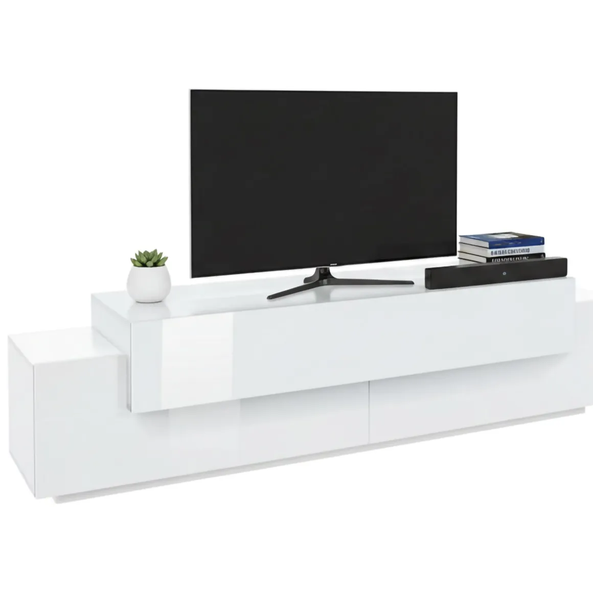 Porta TV bianco lucido 200x45x52h cm 3 ante - Arold