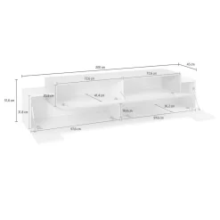 Porta TV bianco lucido 200x45x52h cm 3 ante - Arold
