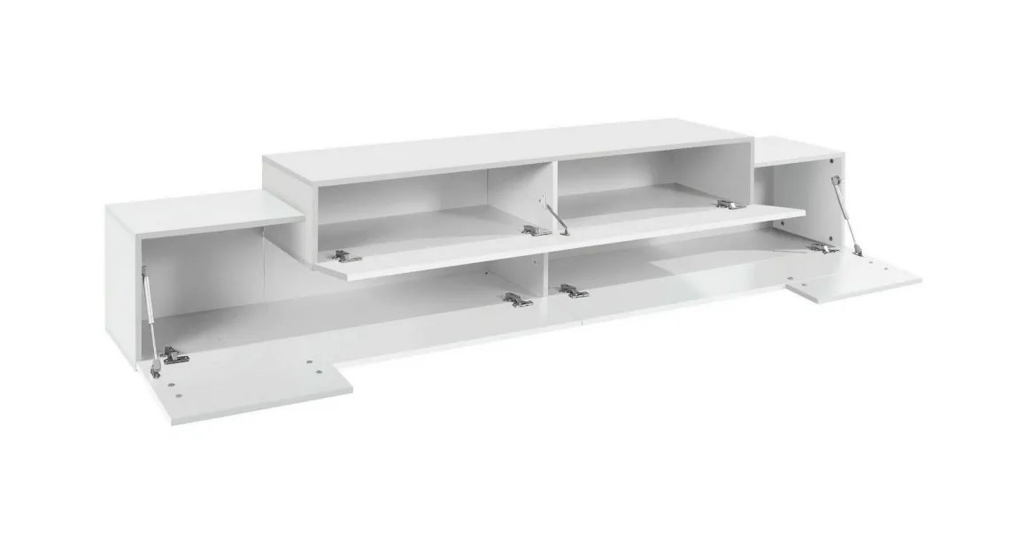Porta TV bianco lucido 240x45x52h cm 3 ante - Tiche