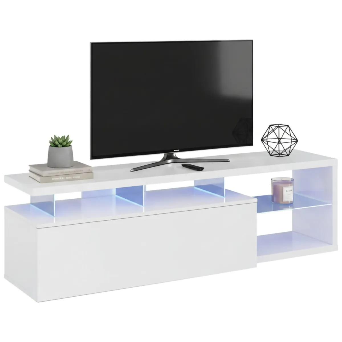 Mobili Porta Tv|Salotto > Dmora Porta TV 150x41x50h cm in legno - Amiuty Bianco Lucido