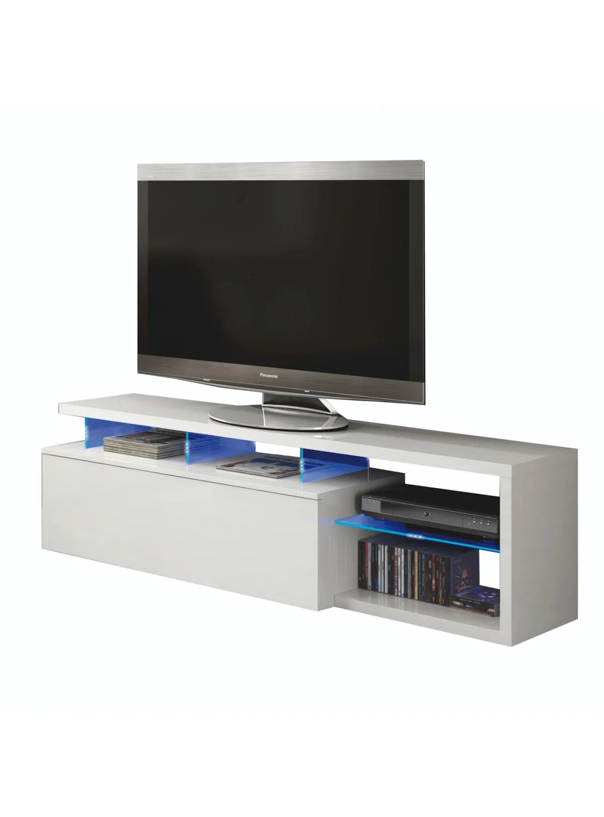 Mobili Porta Tv|Salotto > Dmora Porta TV 150x41x50h cm in legno - Amiuty Bianco Lucido
