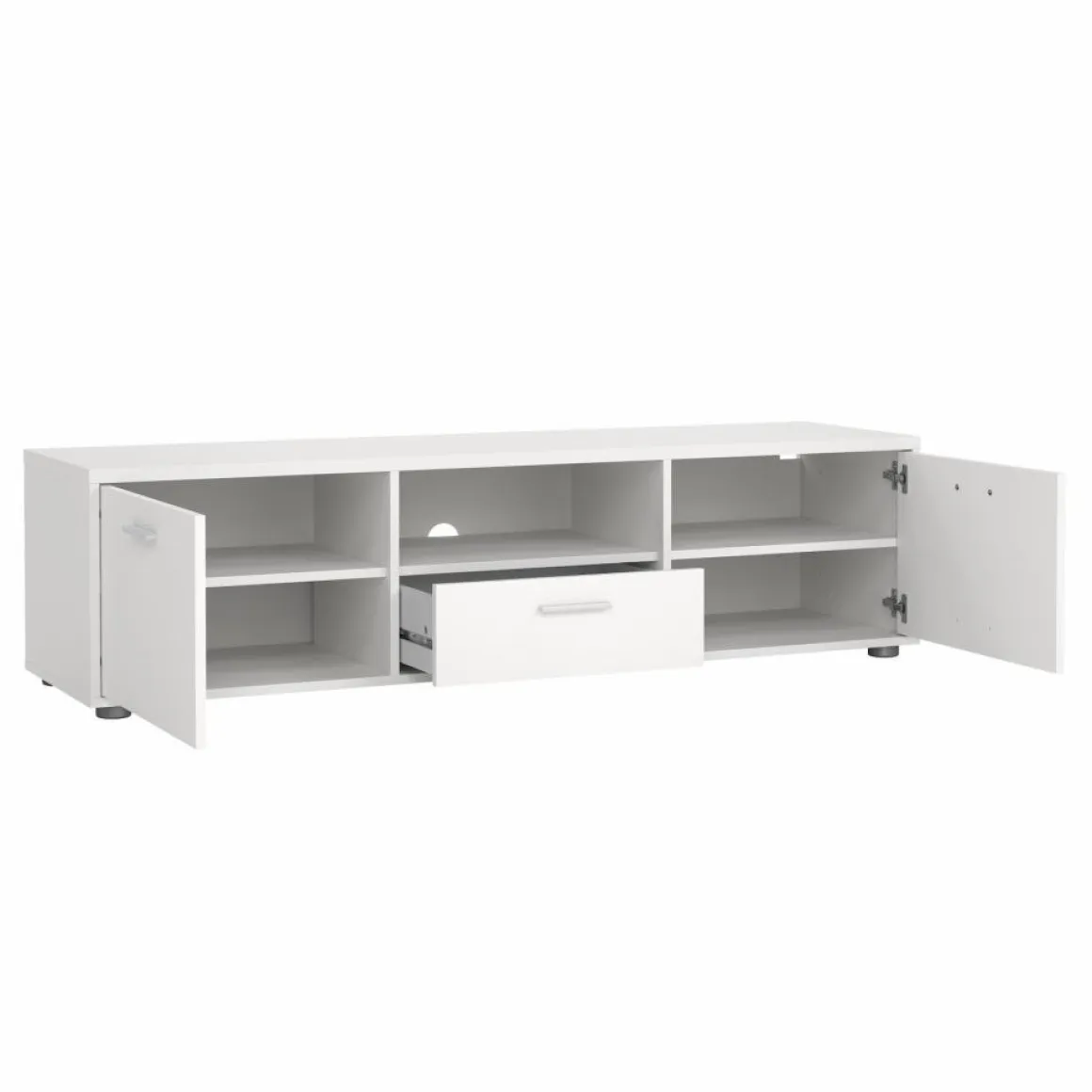 Porta TV bianco 147x39x38h cm 2 ante e 1 cassetto - Charo
