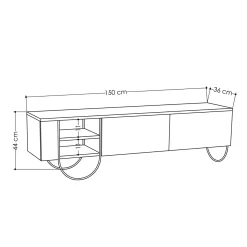 Porta TV bianco 150x36x44h cm 2 ante e 2 cassetti - Adige