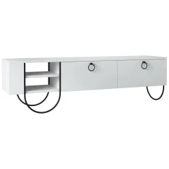 Porta TV bianco 150x36x44h cm 2 ante e 2 cassetti - Adige