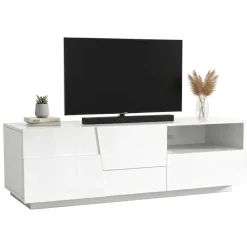 Mobili Porta Tv|Salotto > Dmora Porta TV 150x44x46h cm 2 ante e 1 cassetto - Cecia Bianco