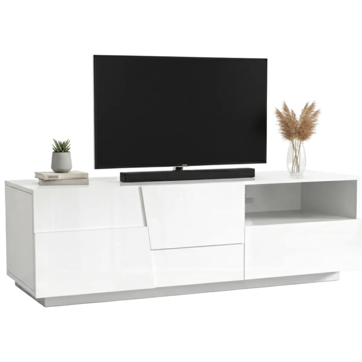 Mobili Porta Tv|Salotto > Dmora Porta TV 150x44x46h cm 2 ante e 1 cassetto - Cecia Bianco
