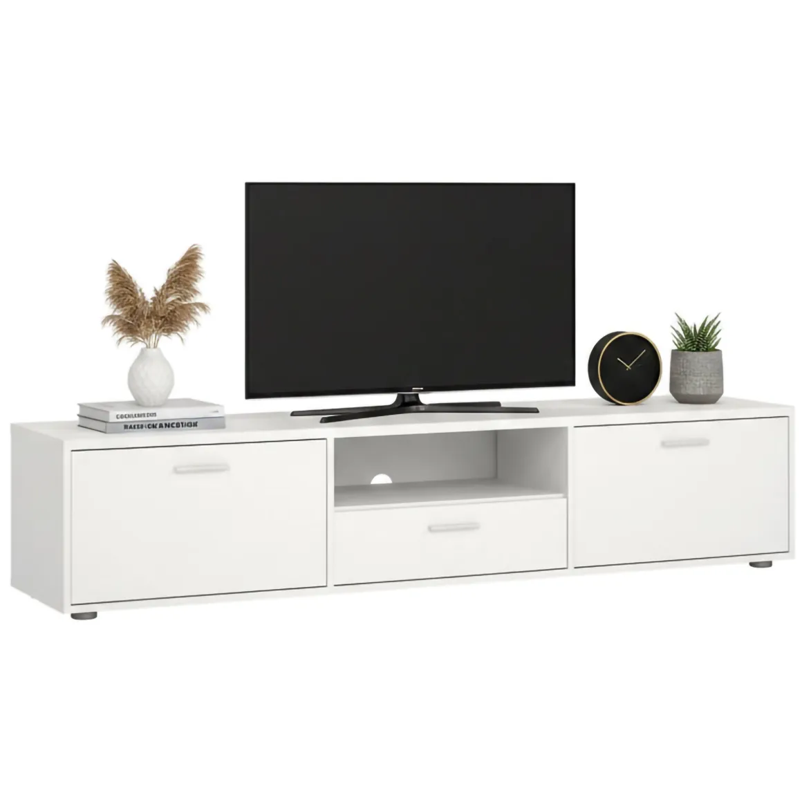 Porta TV bianco 177x39x38h cm 2 ante e 1 cassetto - Giaele