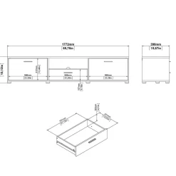 Porta TV bianco 177x39x38h cm 2 ante e 1 cassetto - Giaele
