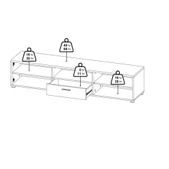 Porta TV bianco 177x39x38h cm 2 ante e 1 cassetto - Giaele