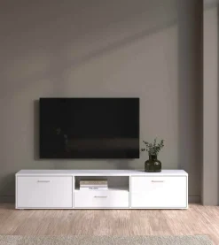 Porta TV bianco 177x39x38h cm 2 ante e 1 cassetto - Giaele