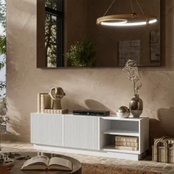 Mobili Porta Tv > Dmora Porta TV 150x40x48h cm 2 ante - Finita Bianco