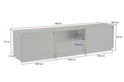 Mobili Porta Tv > Dmora Porta TV 160x29x42h cm 3 ante - Morrigan Bianco