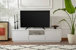 Mobili Porta Tv > Dmora Porta TV 160x29x42h cm 3 ante - Morrigan Bianco