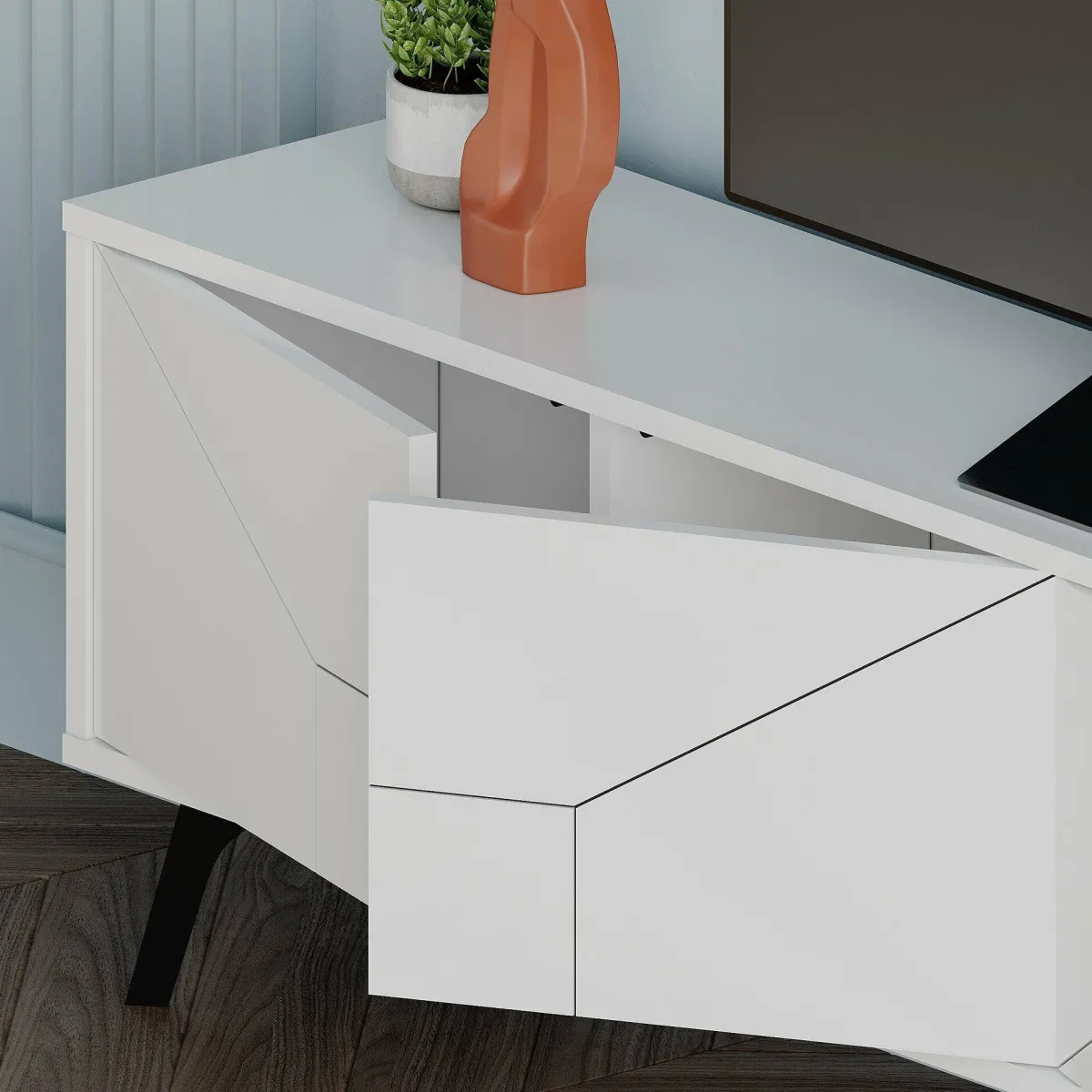 Mobili Porta Tv > Dmora Porta TV 180x29x50h cm 4 ante - OlgadiKiev Bianco