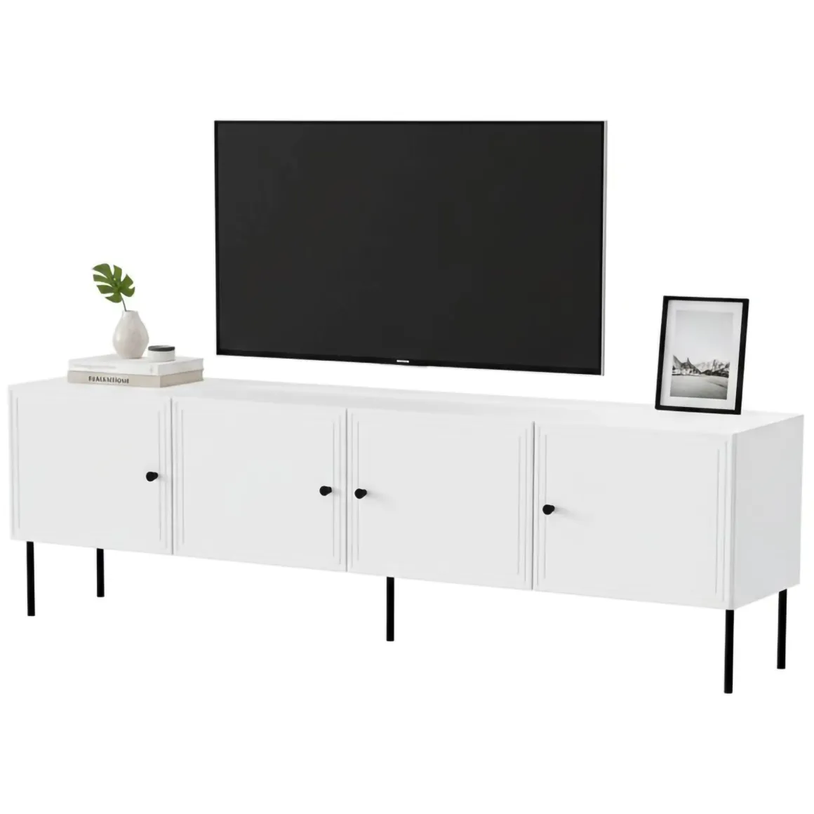 Porta TV bianco 201x40x60h cm 4 ante - Piode