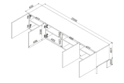 Porta TV bianco 201x40x60h cm 4 ante - Piode