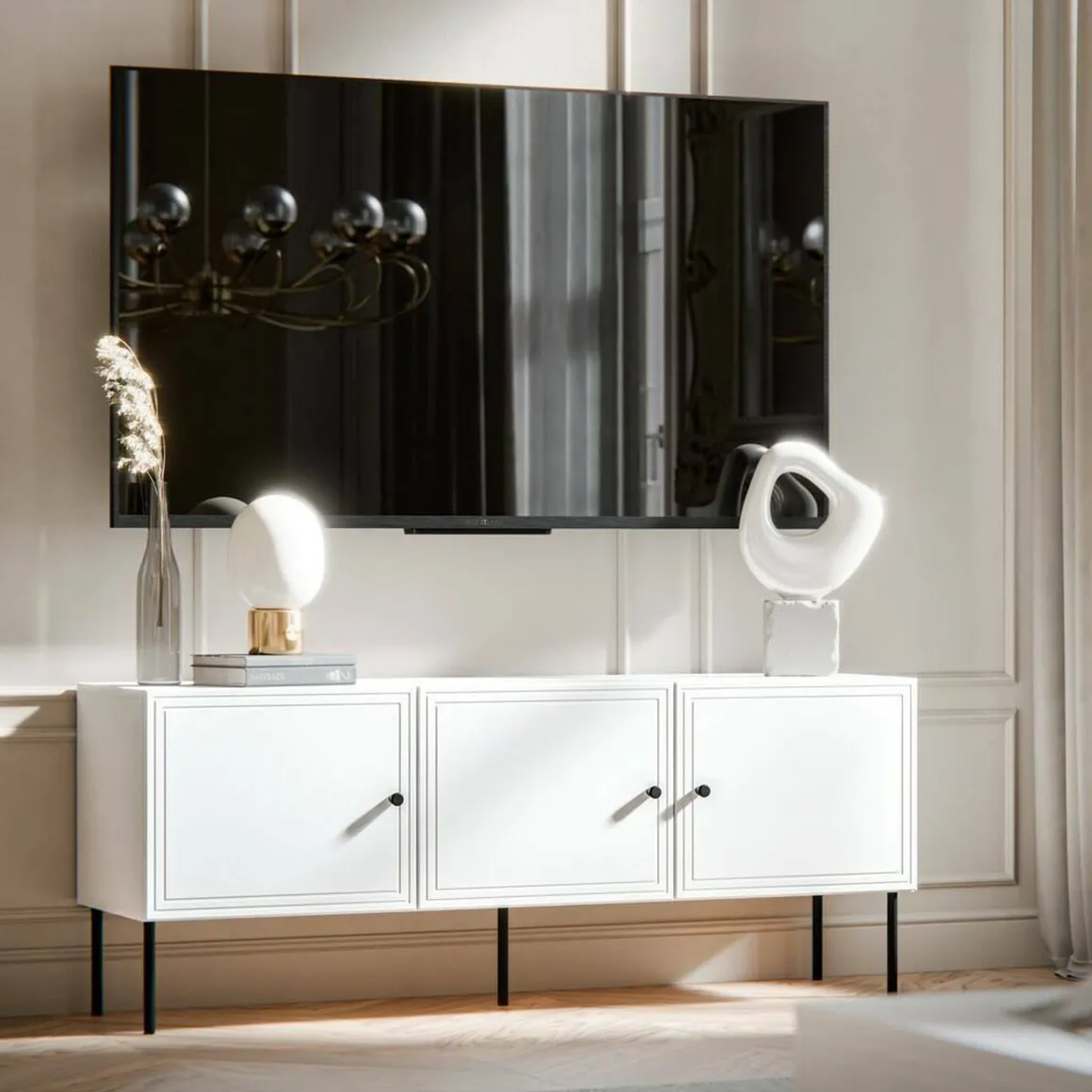 Porta TV bianco 151x40x60h cm 3 ante - Sarzana