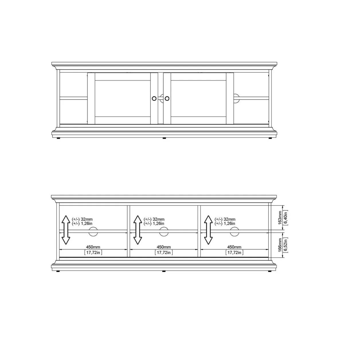 Mobili Porta Tv > Dmora Porta TV 149x41x50h cm 2 ante - Ziba Bianco