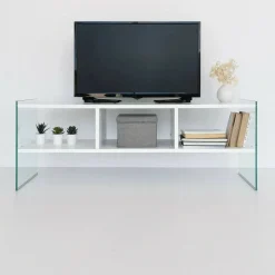 Mobili Porta Tv|Salotto > Dmora Porta TV 120x35x45h cm in legno - Winifred Bianco
