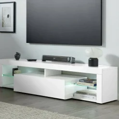 Porta TV bianco 160x40x35h cm in legno - Ivy