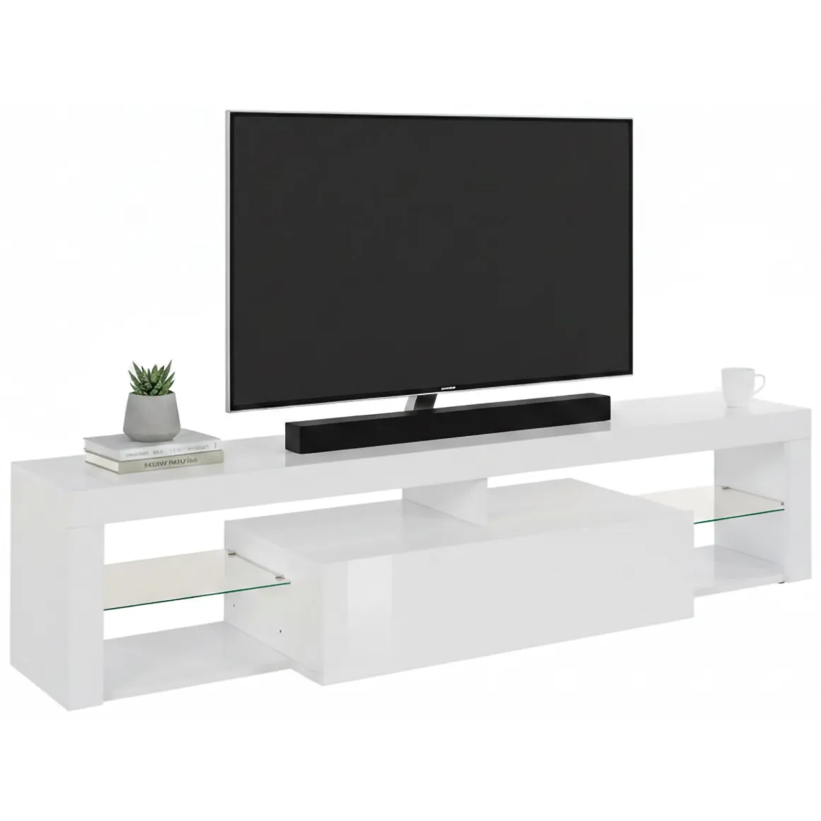 Porta TV bianco 160x40x35h cm in legno - Ivy