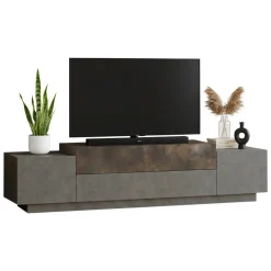 Mobili Porta Tv > Dmora Porta TV bronzo 160x37x38h cm 2 ante - Abriola Marrone Bronzo