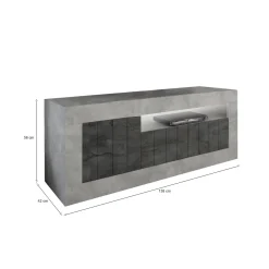 Porta TV cemento e ardesia 138x42x56h cm 3 ante - Iole